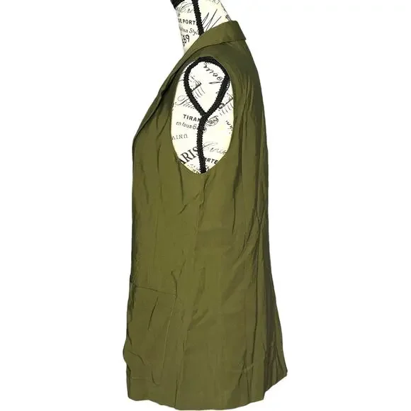 Sanctuary X-SMALL/2 Olive One-Button Notched Lapel Two Front Pocket Vest - Picture 3 of 12